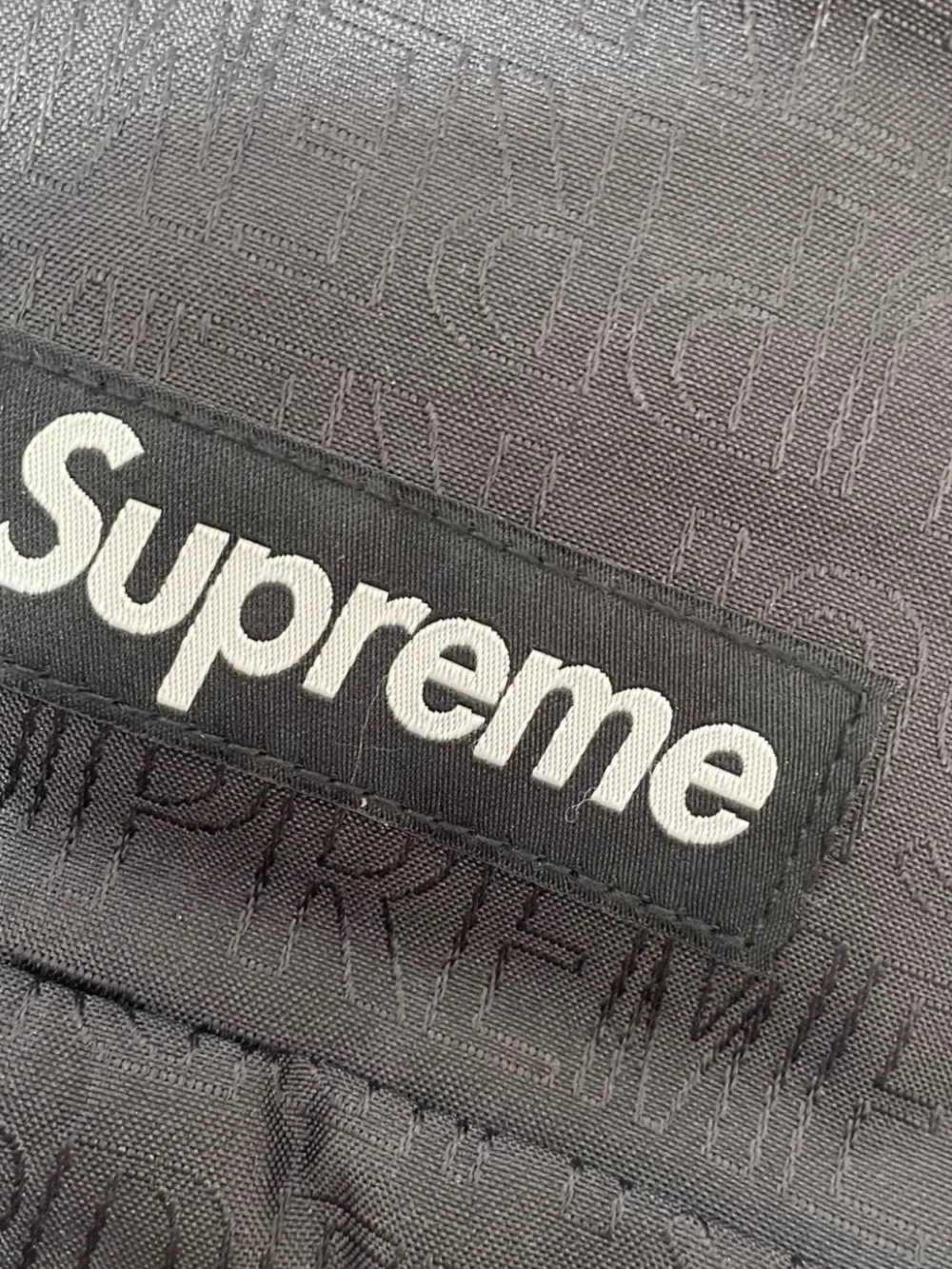 Supreme Black Men's Backpack with Subtle Logo Jacquard